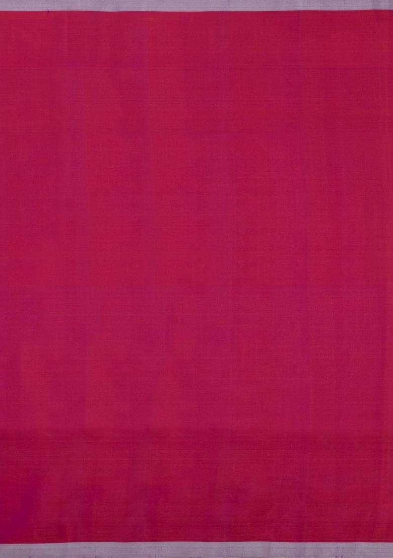 Purple Handloom Soft Silk Saree With Floral Buttas Contrast Border With Buttas And Brocade Design For Women - Indya