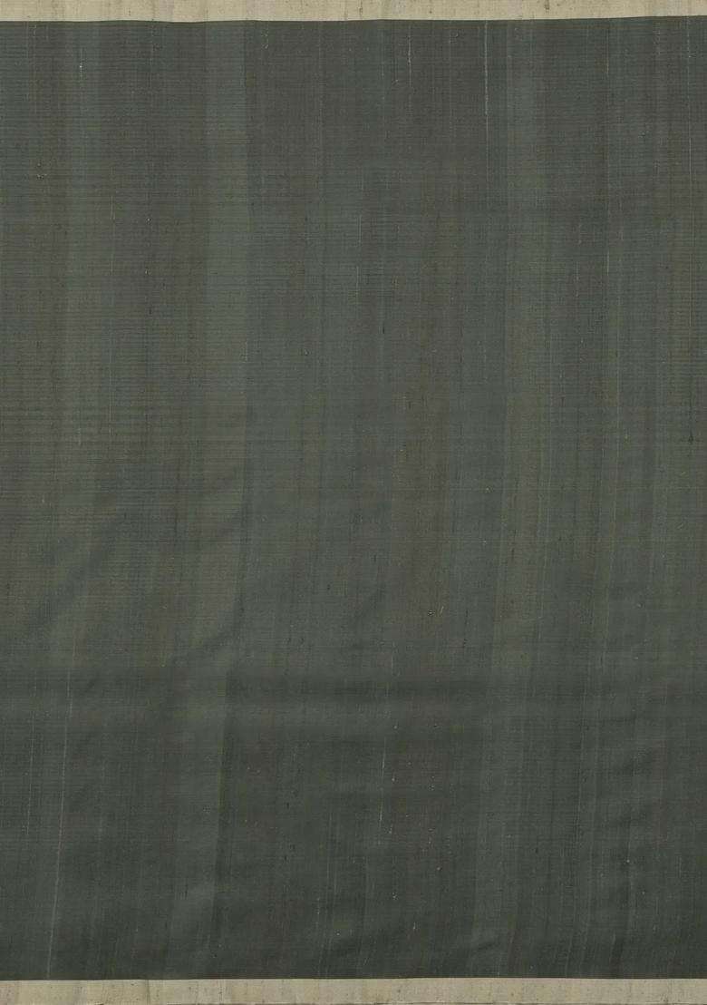 Leafy Green Handloom Soft Silk Saree With Stripes Border With Checks And Stripes Design For Women - Indya