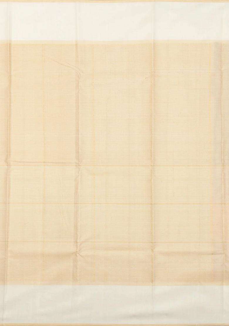 Black Rust Handloom Korvai Kanchipuram Silk Saree With Stripes With Korvai And Temple Border Design For Women - Indya