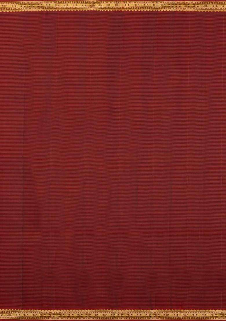 Multi Colour Handloom Kanchipuram Silk Saree With Stripes Buttas With Buttas And Brocade Design For Women - Indya