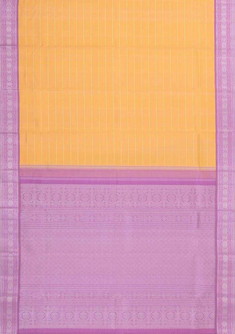 Sandal Handloom Korvai Kanchipuram Silk Saree With Half Diamond Motifs With Korvai And Temple Border Design For Women - Indya