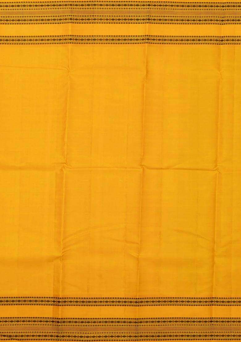 Black Handloom Korvai Kanchipuram Silk Saree With Veldari Stripes With Korvai And Temple Border Design For Women - Indya