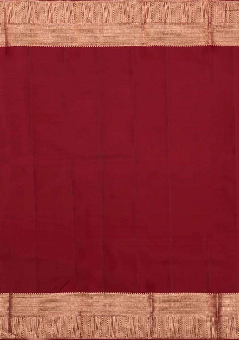 Orange Handloom Kanchipuram Silk Saree With Meena Floral Motifs With Buttas And Brocade Design For Women - Indya