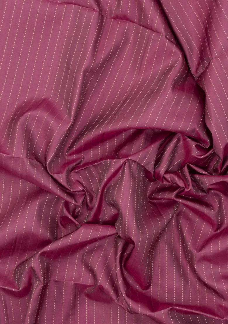 Dusty Pink Handloom Soft Silk Saree With Dotted Stripes With Checks And Stripes Design For Women - Indya