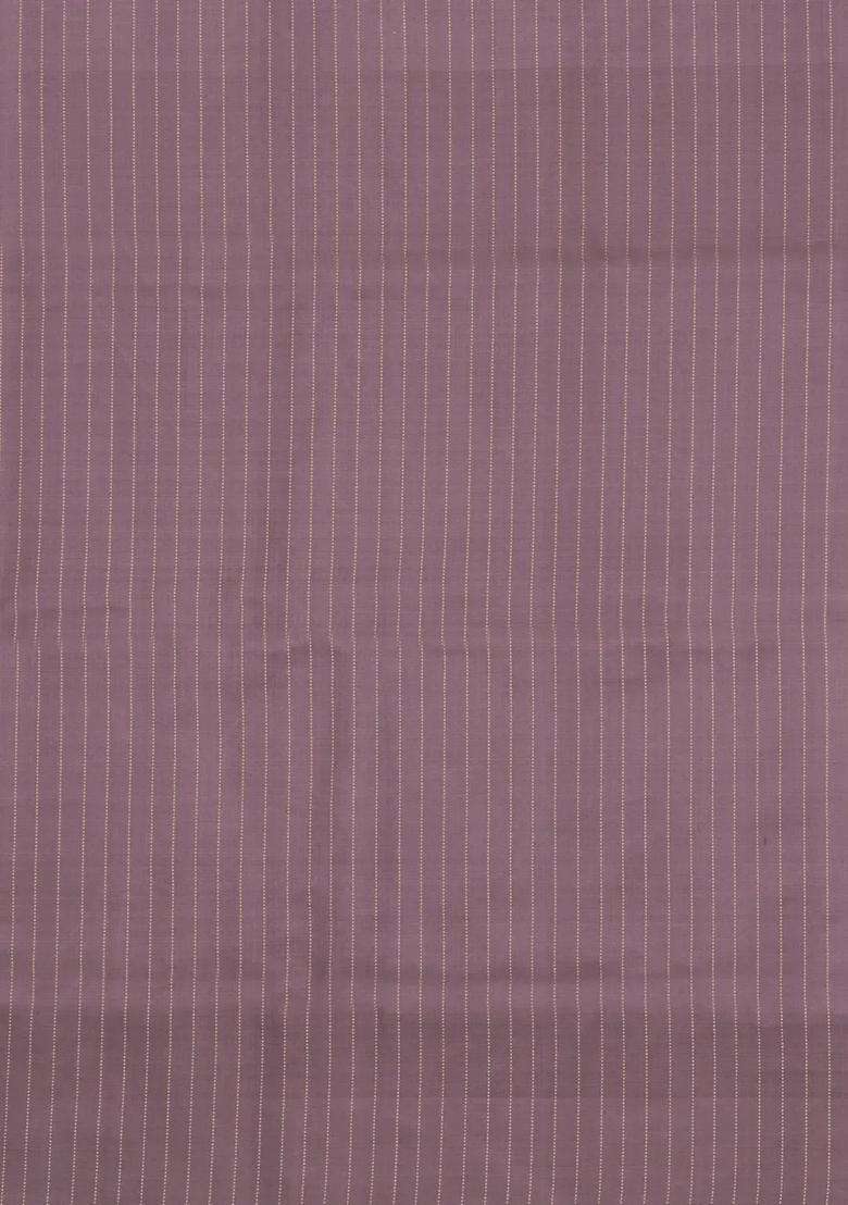 Dusty Pink Handloom Soft Silk Saree With Dotted Stripes With Checks And Stripes Design For Women - Indya