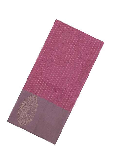 Dusty Pink Handloom Soft Silk Saree With Dotted Stripes With Checks And Stripes Design For Women