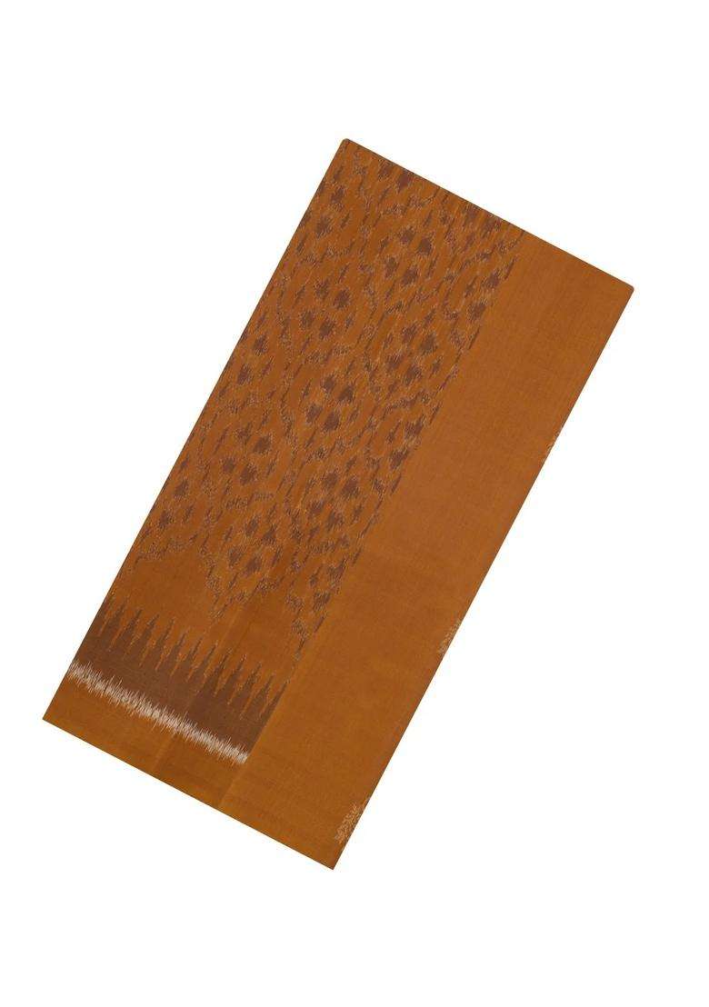 Oil Mustard Handloom Soft Silk Saree With Buttas Contrast Pallu With Buttas And Brocade Design For Women - Indya