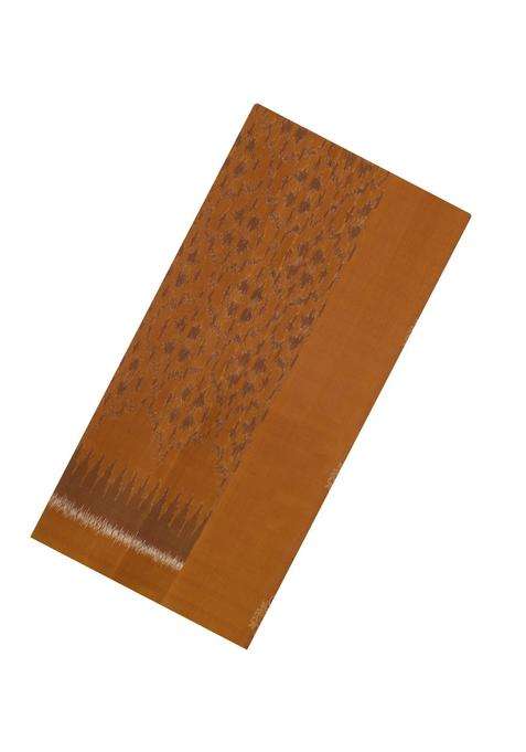 Oil Mustard Handloom Soft Silk Saree With Buttas Contrast Pallu With Buttas And Brocade Design For Women