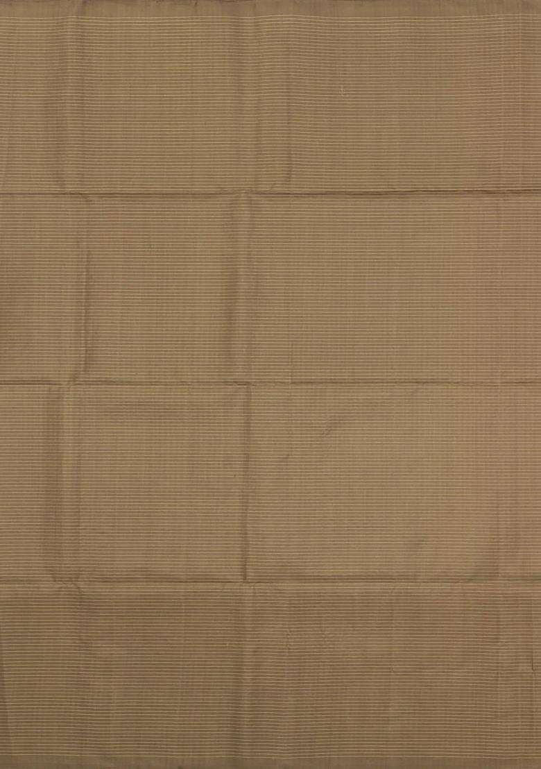 Dusty Pink Handloom Soft Silk Saree With Checks Contrast Pallu With Checks And Stripes Design For Women - Indya