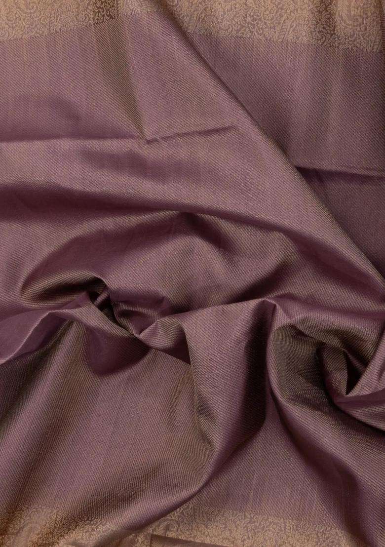 Dusty Pink Handloom Soft Silk Saree With Contrast Border With Traditional Woven Design For Women - Indya