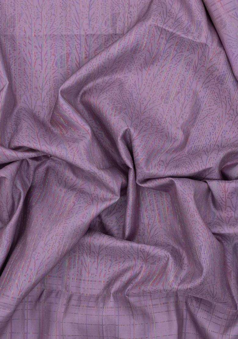 Lavander Lavender Handloom Soft Silk Saree With Meena Floral Motifs With Buttas And Brocade Design For Women - Indya