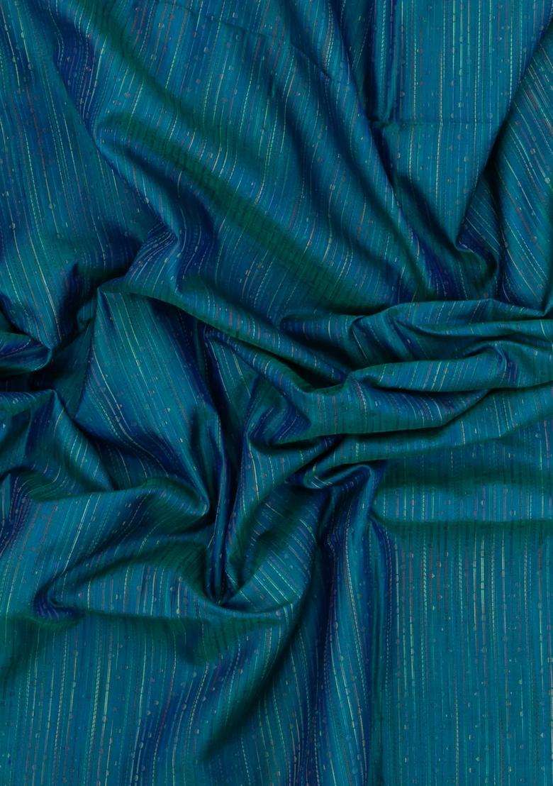 Cyan Handloom Soft Silk Saree With Meena Floral Motifs With Buttas And Brocade Design For Women - Indya