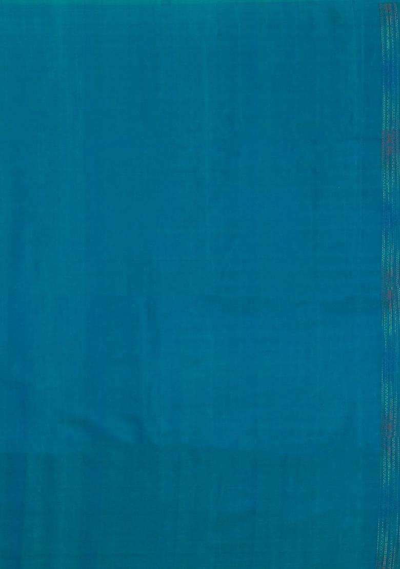 Cyan Handloom Soft Silk Saree With Meena Floral Motifs With Buttas And Brocade Design For Women - Indya