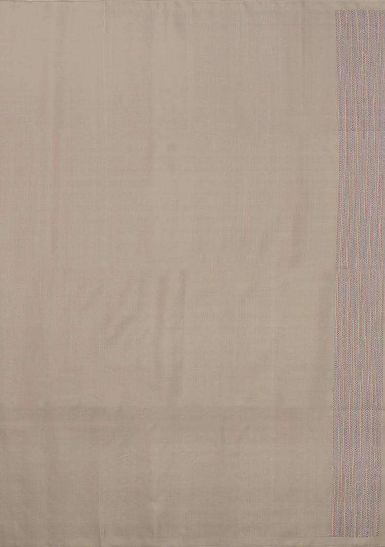 Taupe Handloom Soft Silk Saree With Meena Floral Motifs With Buttas And Brocade Design For Women - Indya