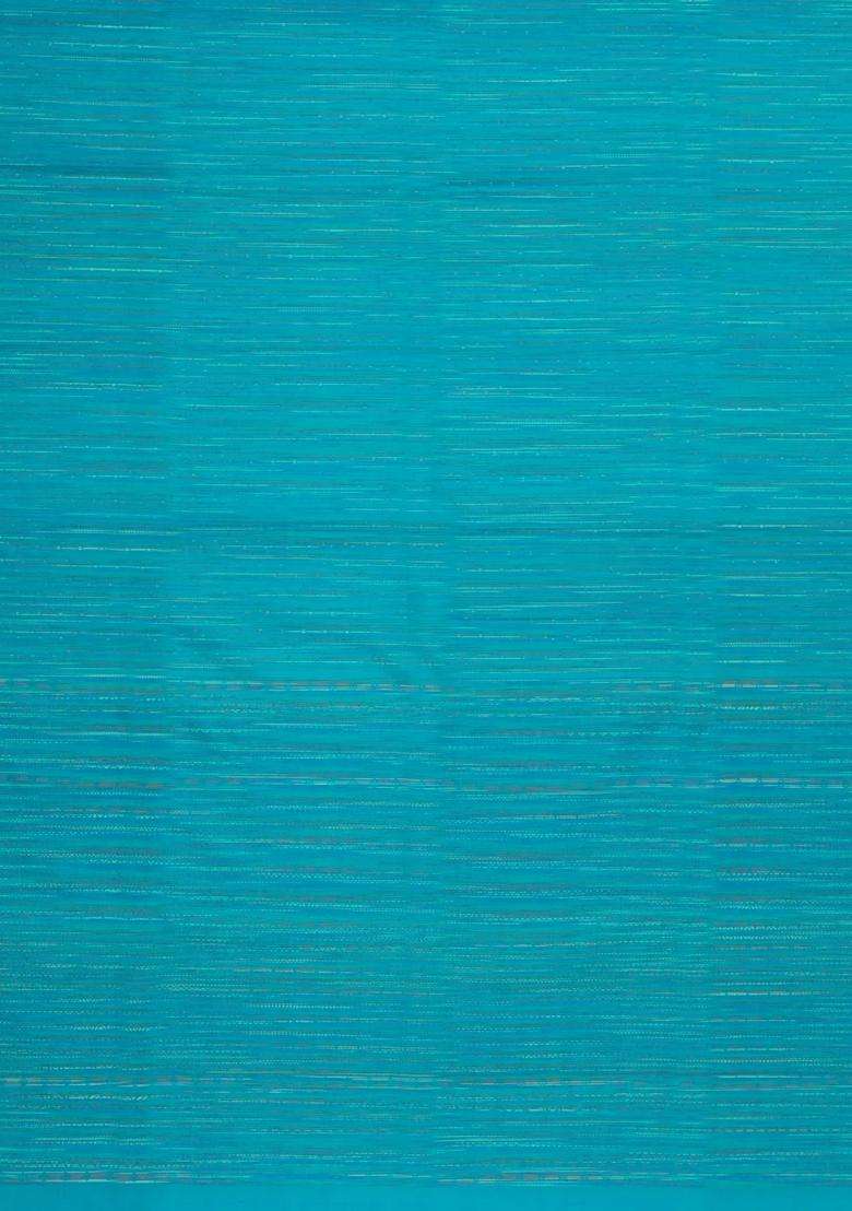 Cyan Handloom Soft Silk Saree With Meena Floral Motifs With Buttas And Brocade Design For Women - Indya