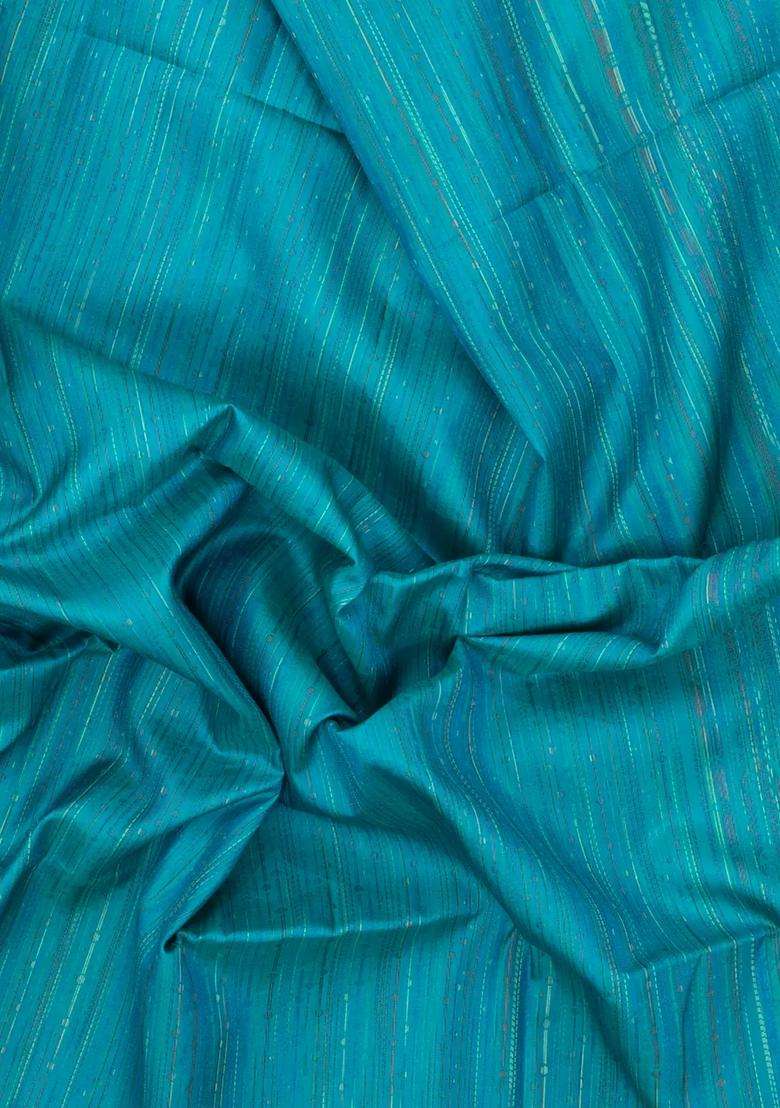 Cyan Handloom Soft Silk Saree With Meena Floral Motifs With Buttas And Brocade Design For Women - Indya
