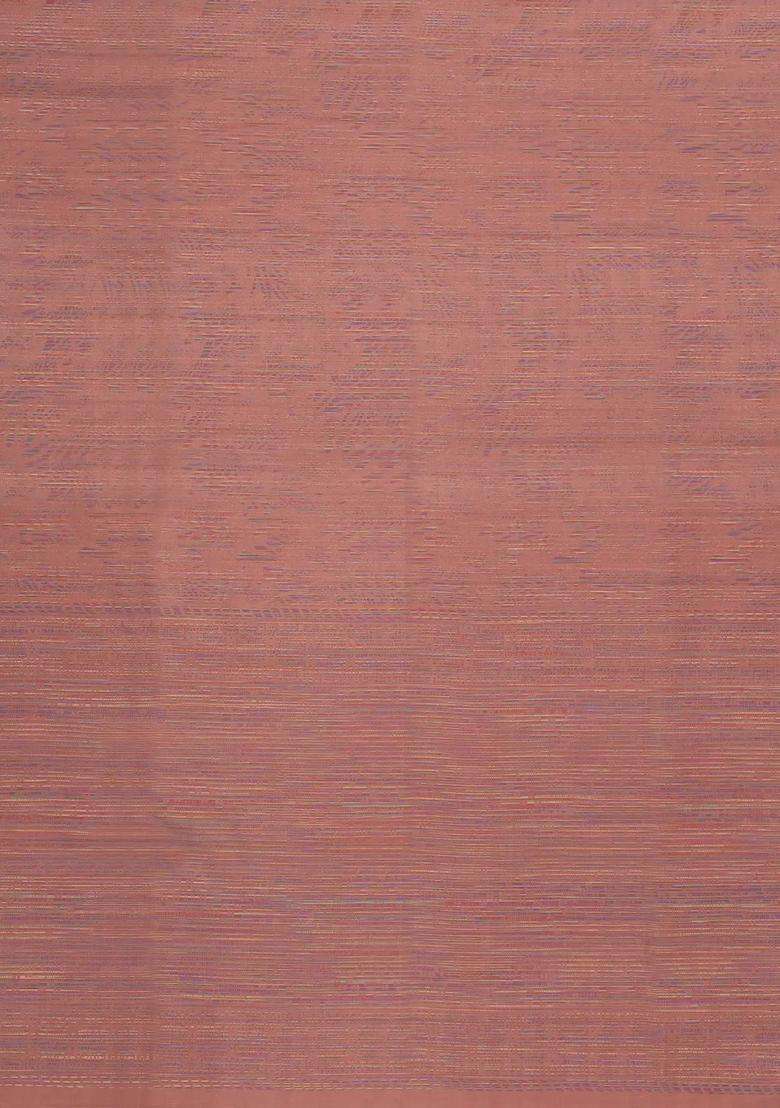 Dusty Peach Handloom Soft Silk Saree With Meena Floral Motifs With Buttas And Brocade Design For Women - Indya