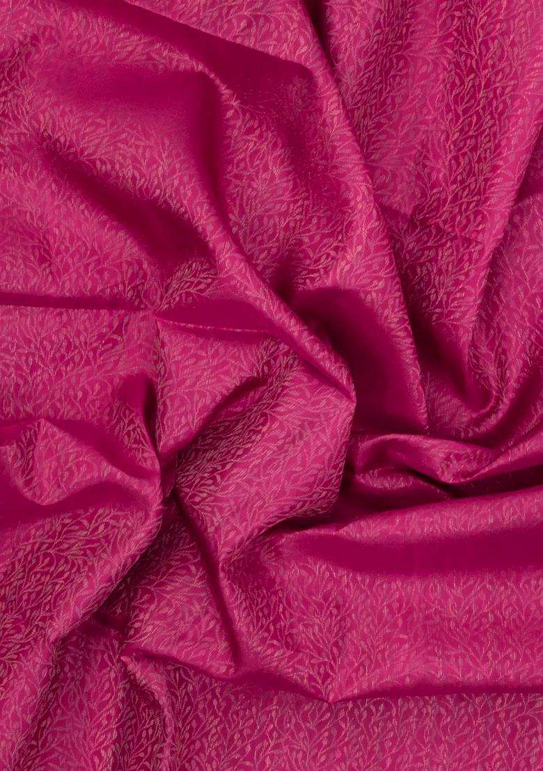 Magenta Handloom Soft Silk Saree With Floral Vine Motifs With Buttas And Brocade Design For Women - Indya