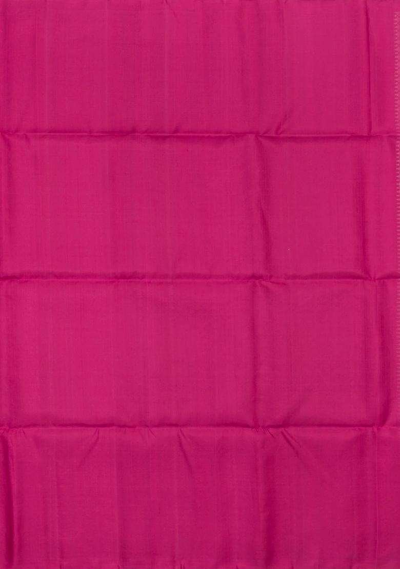 Magenta Handloom Soft Silk Saree With Floral Vine Motifs With Buttas And Brocade Design For Women - Indya