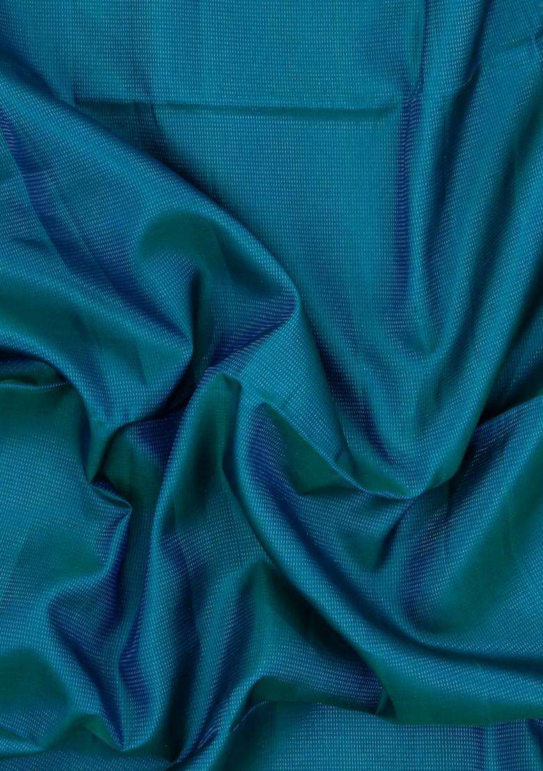 Blue Handloom Soft Silk Saree With Floral Dotted Stripes With Checks And Stripes Design For Women - Indya