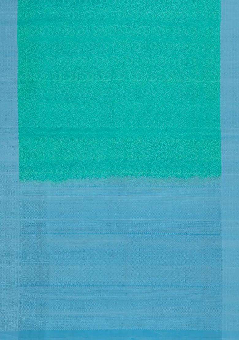 Aquamarine Handloom Soft Silk Saree With Floral Motifs With Buttas And Brocade Design For Women - Indya