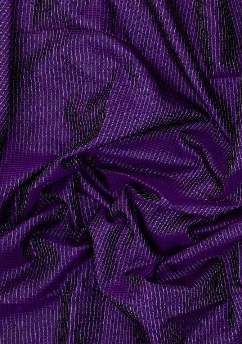 Violet Handloom Soft Silk Saree With Zari Stripes With Checks And Stripes Design For Women - Indya