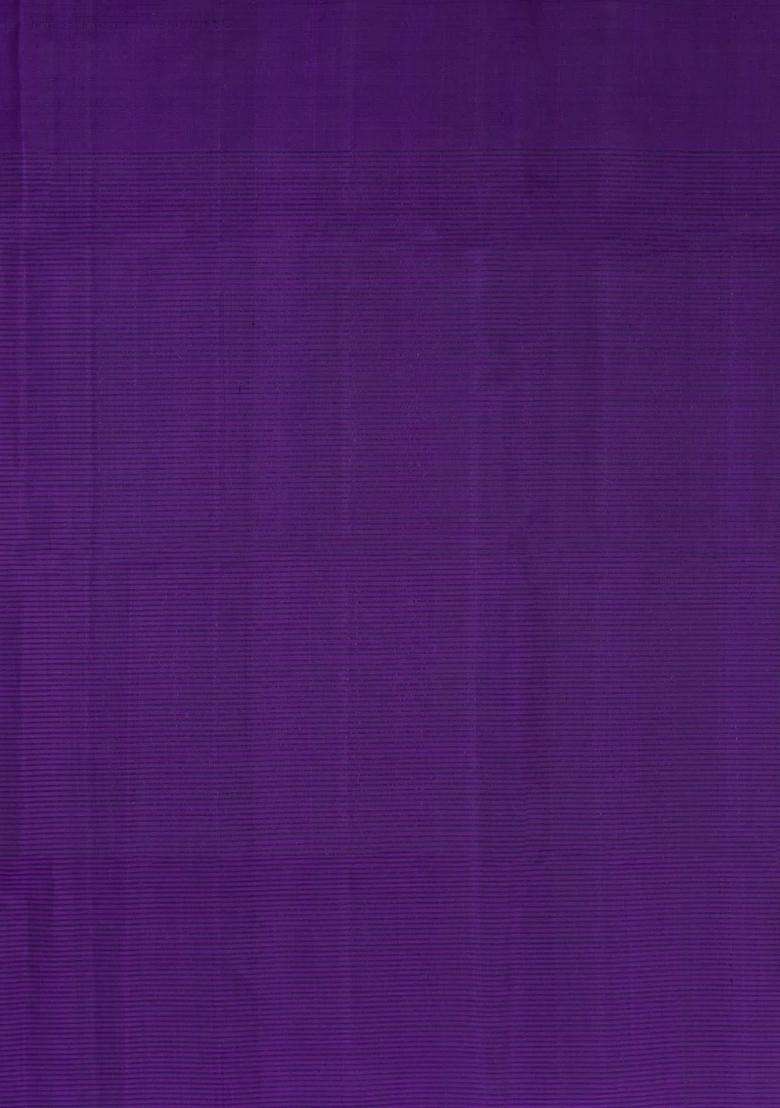 Violet Handloom Soft Silk Saree With Zari Stripes With Checks And Stripes Design For Women - Indya
