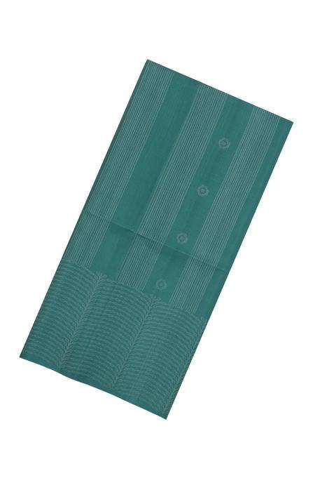Shadow Green Handloom Soft Silk Saree With Stripes Floral Motifs With Buttas And Brocade Design For Women
