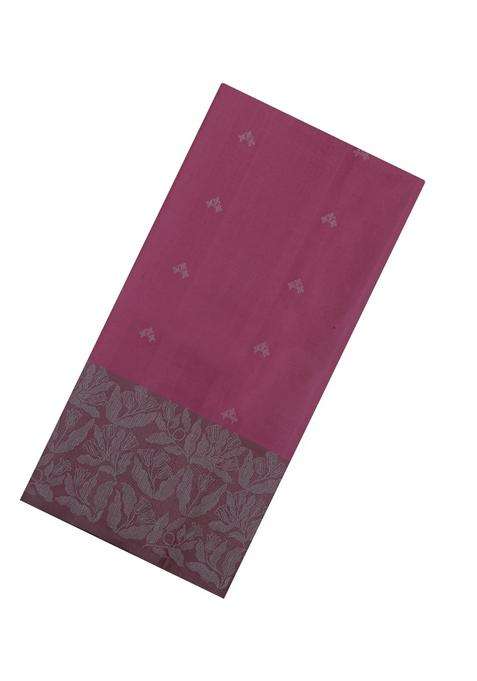 Dusty Pink Handloom Soft Silk Saree With Buttas Floral Border With Buttas And Brocade Design For Women