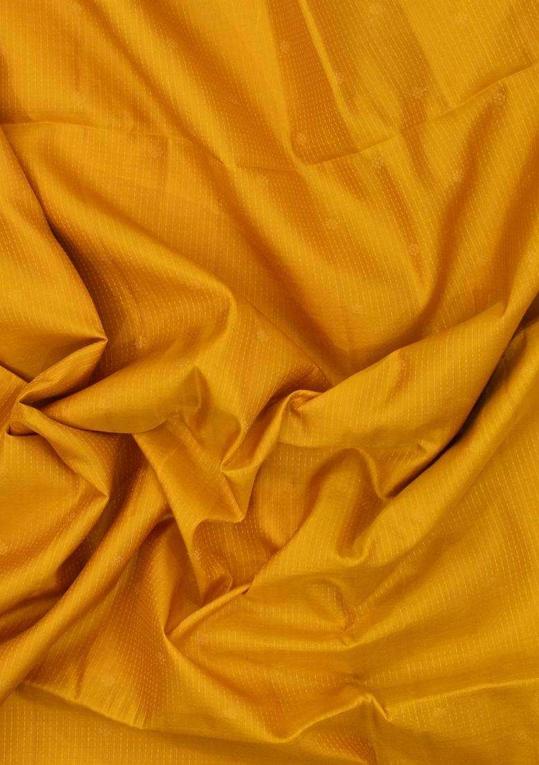 Mustard Handloom Soft Silk Saree With Stripes Contrast Border With Checks And Stripes Design For Women - Indya