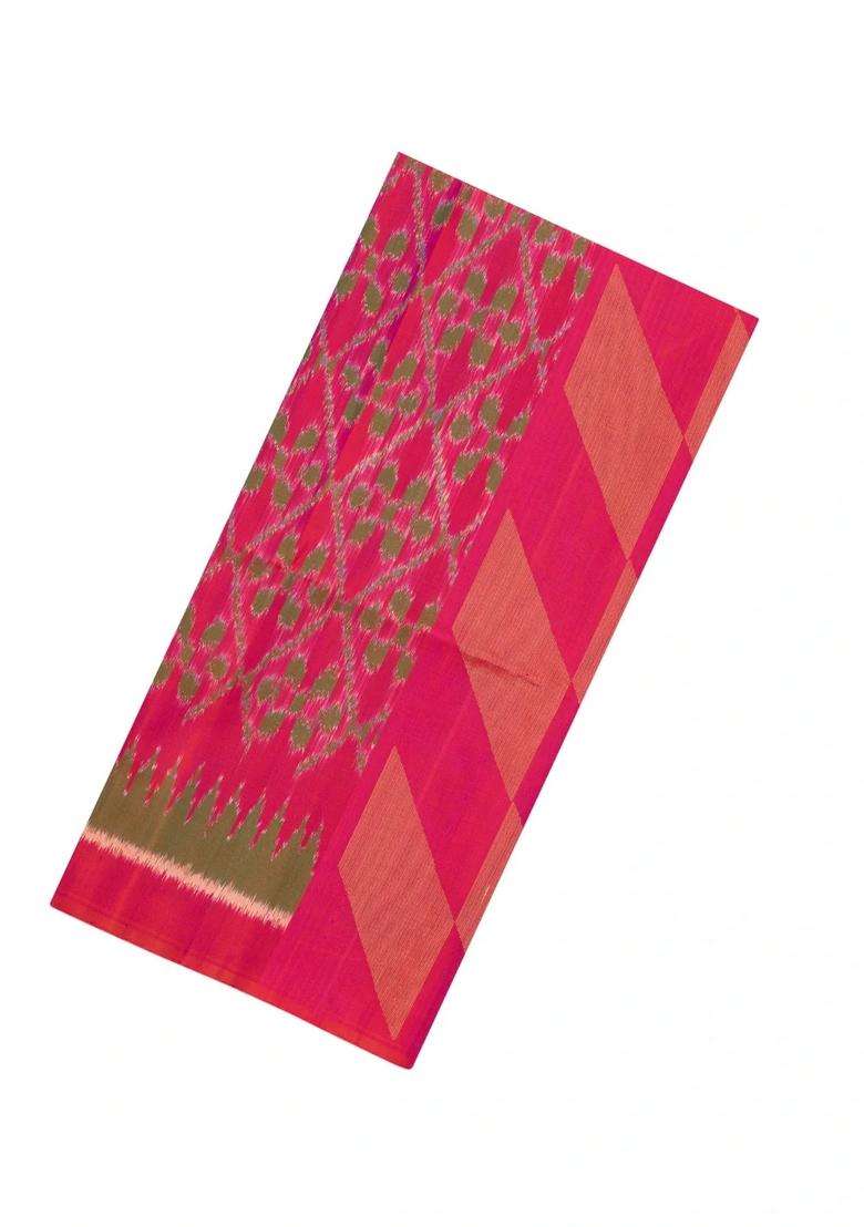 Pink Handloom Soft Silk Saree With Tie Dye Motifs Contrast Pallu With Buttas And Brocade Design For Women - Indya