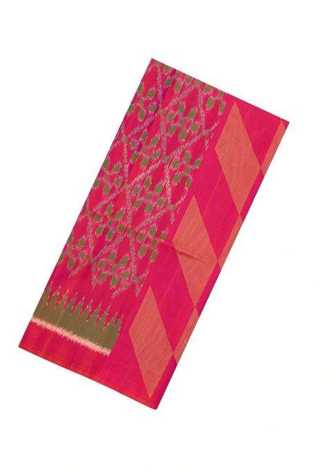 Pink Handloom Soft Silk Saree With Tie Dye Motifs Contrast Pallu With Buttas And Brocade Design For Women