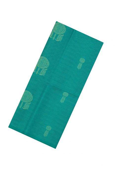 Aquamarine Handloom Soft Silk Saree With Checks Contrast Pallu With Checks And Stripes Design For Women