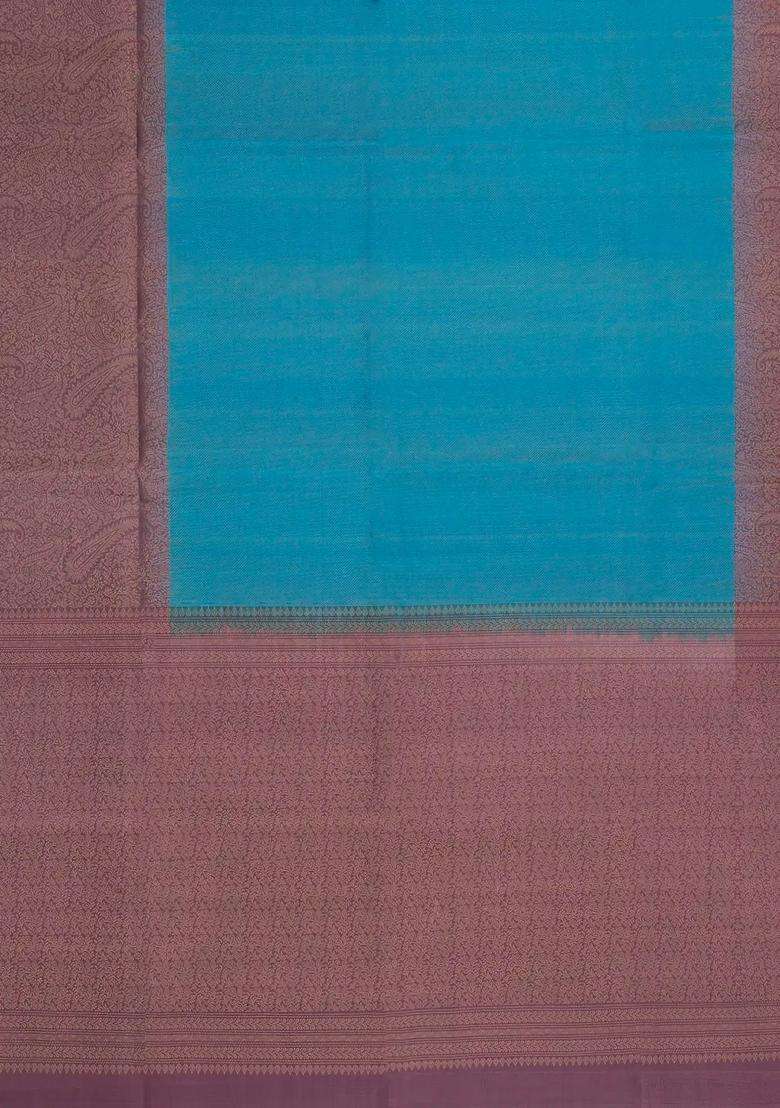 Sky Blue Handloom Soft Silk Saree With Contrast Floral Border With Traditional Woven Design For Women - Indya