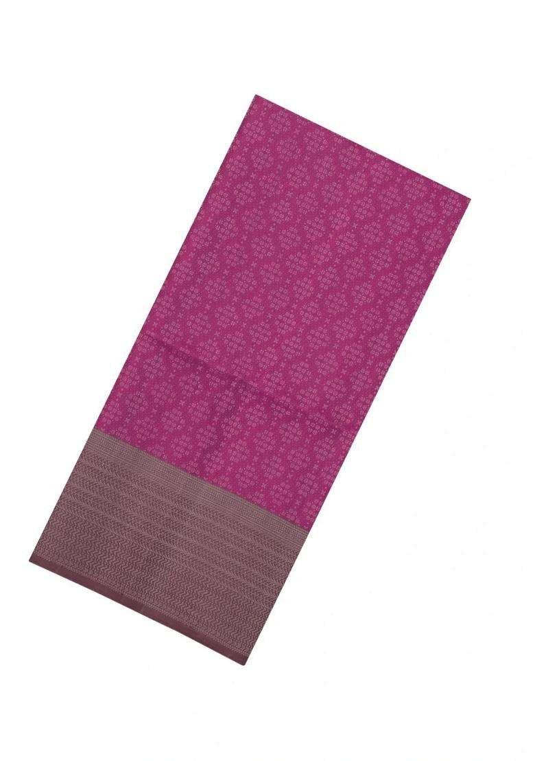 Pink Handloom Soft Silk Saree With Floral Motifs With Buttas And Brocade Design For Women - Indya