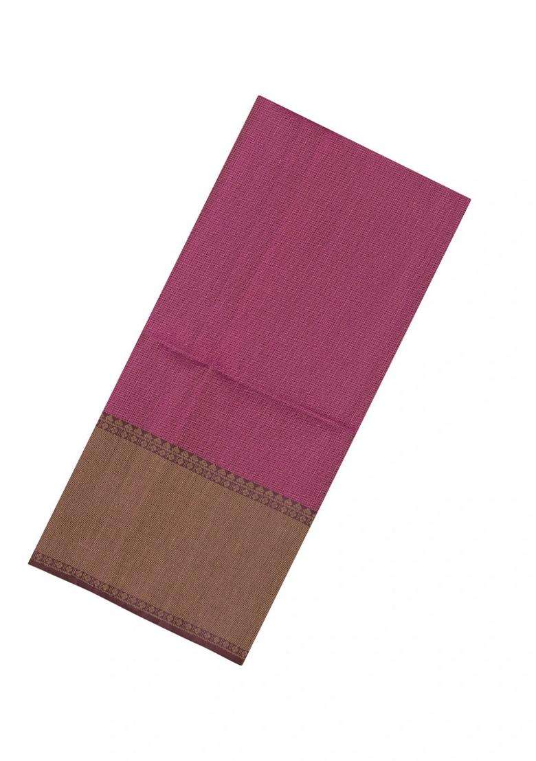 Pink Handloom Soft Silk Saree With Checks Contrast Border With Buttas And Brocade Design For Women - Indya