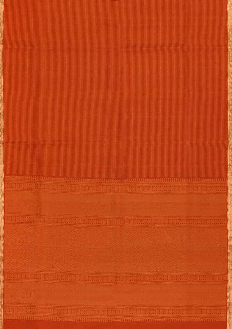 Red Handloom Soft Silk Saree With Stripes Zari Border With Checks And Stripes Design For Women - Indya