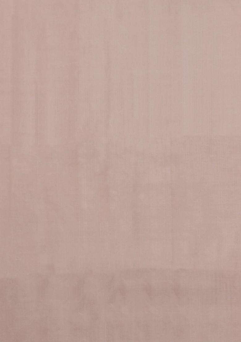 Dusty Pink Handloom Soft Silk Saree With Chevron Stripes With Checks And Stripes Design For Women - Indya