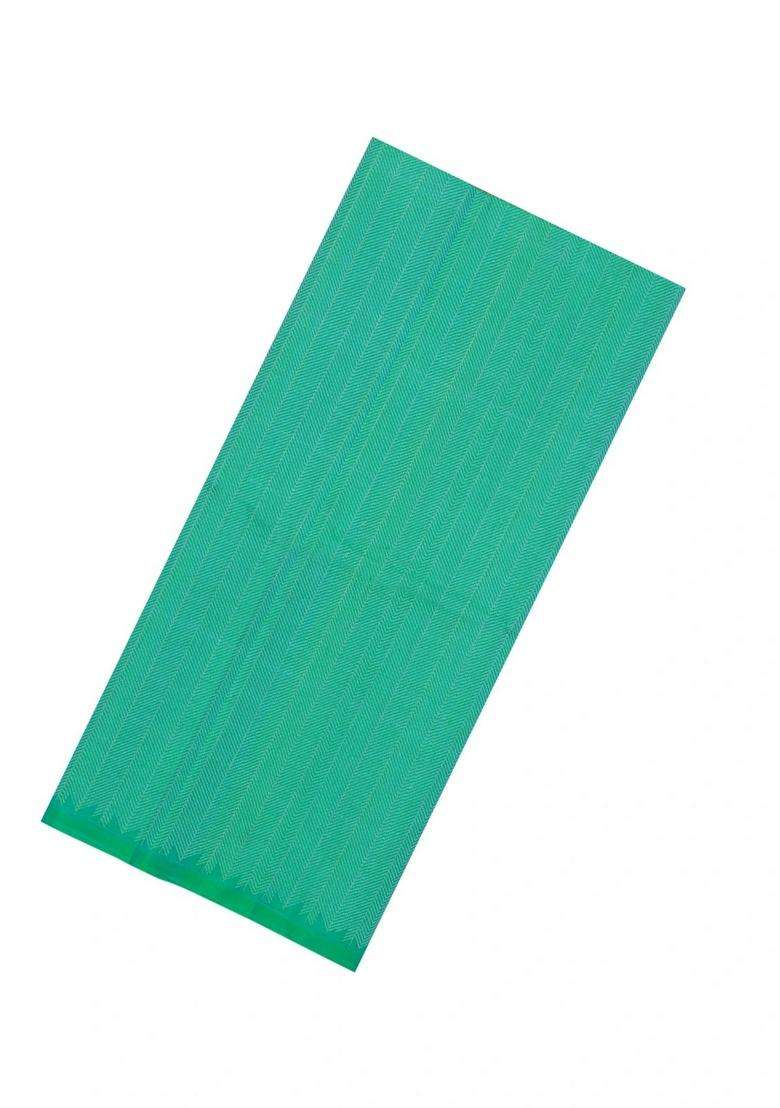 Aquamarine Handloom Soft Silk Saree With Chevron Stripes With Checks And Stripes Design For Women - Indya