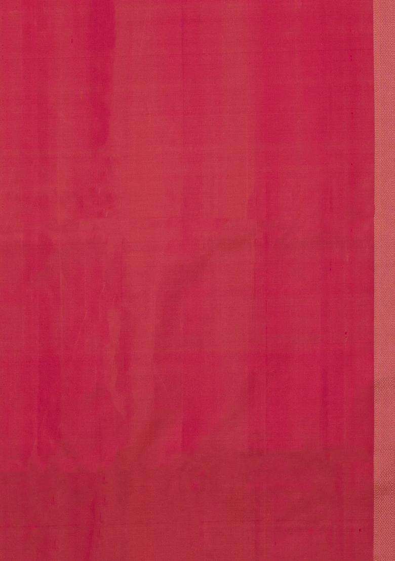 Dark Peach Handloom Soft Silk Saree With Chakaram Motifs With Buttas And Brocade Design For Women - Indya