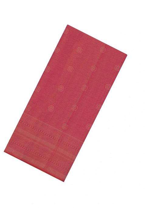 Dark Peach Handloom Soft Silk Saree With Chakaram Motifs With Buttas And Brocade Design For Women