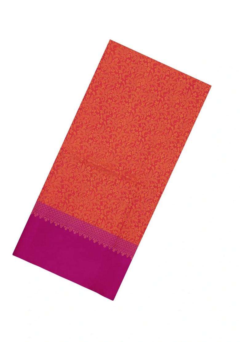Red Handloom Soft Silk Saree With Floral Motifs With Buttas And Brocade Design For Women - Indya