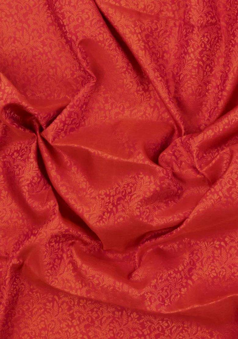 Red Handloom Soft Silk Saree With Floral Motifs With Buttas And Brocade Design For Women - Indya