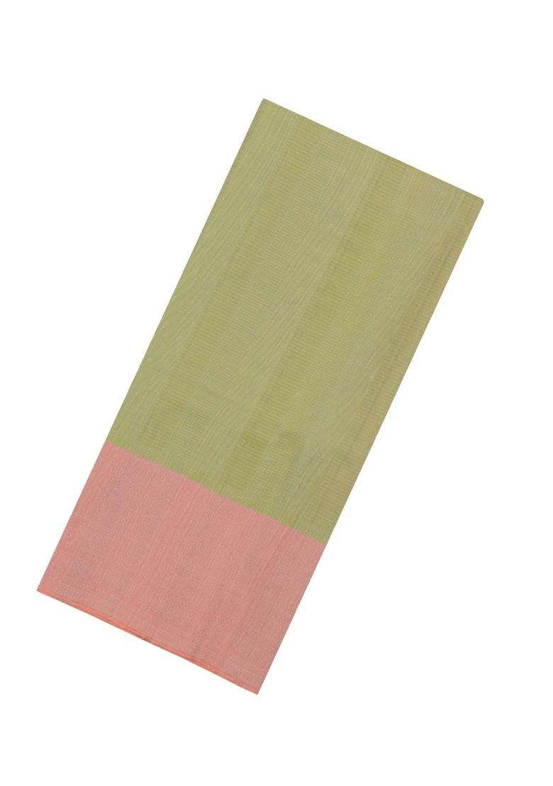 Pista Greem Handloom Soft Silk Saree With Stripes Contrast Border With Buttas And Brocade Design For Women - Indya