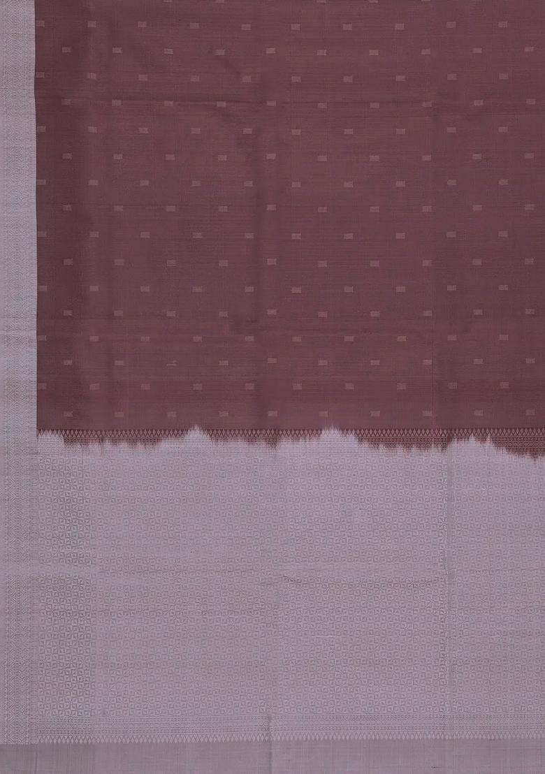 Dark Lilac Handloom Soft Silk Saree With Stripes Contrast Border With Checks And Stripes Design For Women - Indya