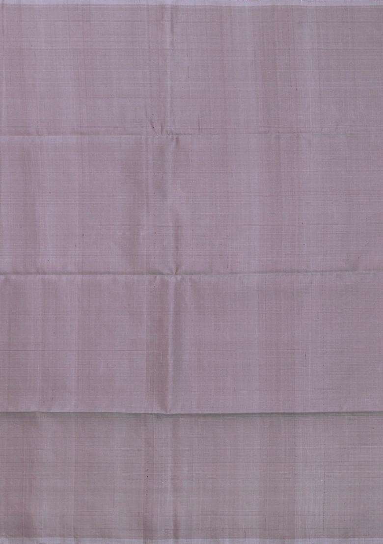 Dark Lilac Handloom Soft Silk Saree With Stripes Contrast Border With Checks And Stripes Design For Women - Indya