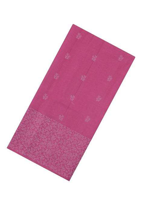 Bubblegum Pink Handloom Soft Silk Saree With Floral Buttas With Buttas And Brocade Design For Women