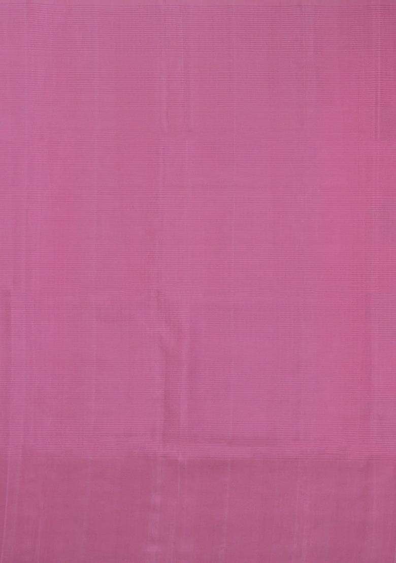 Bubblegum Pink Handloom Soft Silk Saree With Stripes Bird Motifs With Buttas And Brocade Design For Women - Indya