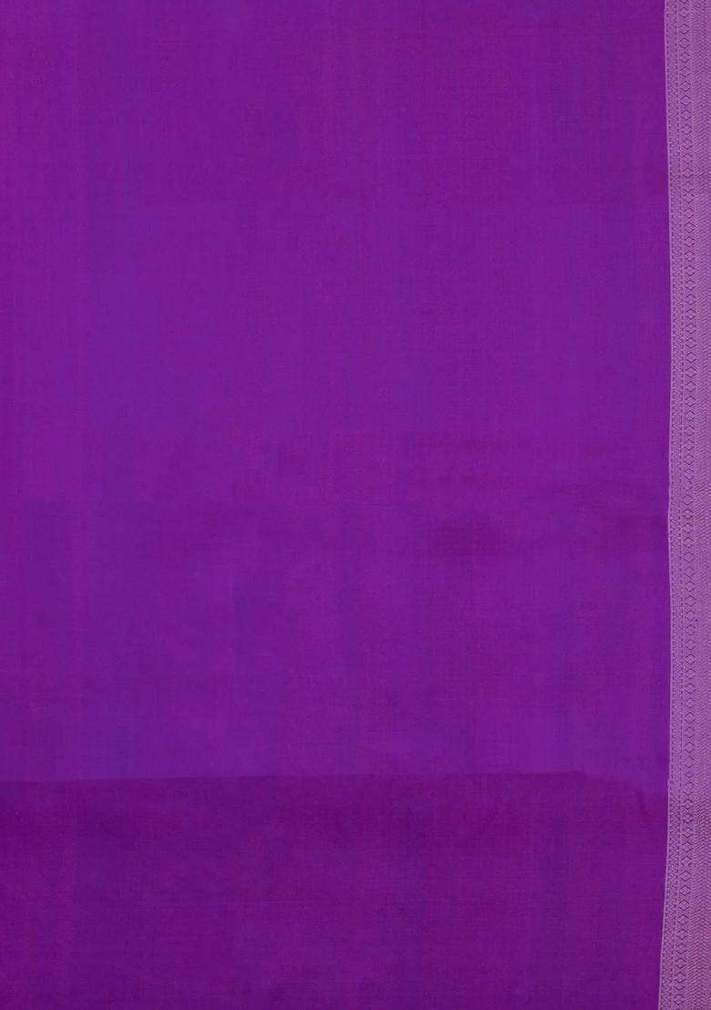 Cyan Handloom Soft Silk Saree With Small Motifs Purple Border With Buttas And Brocade Design For Women - Indya