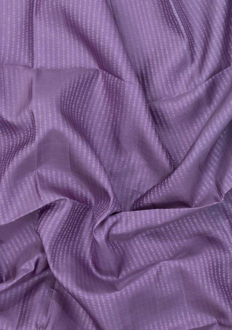 Lavander Lavender Handloom Soft Silk Saree With Floral Stripes Contrast Pallu With Checks And Stripes Design For Women - Indya